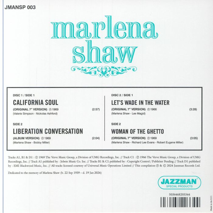 Marlena Shaw EP Double 45 (JMANSP-003)